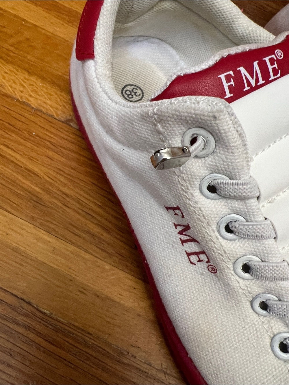 FME White and Red Low-Top Athletic Sneakers - Picture 3 of 5